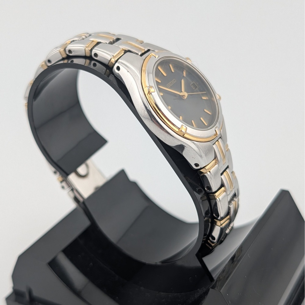 Seiko 7N82-0EN0 Two Tone Charcoal Sunburst Dial Date Watch 26mm - Picture 6 of 10